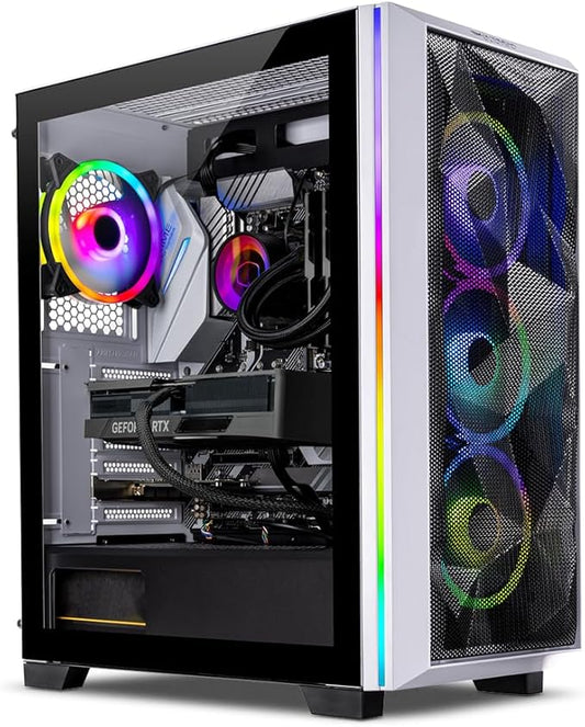 Skytech Chronos Gaming PC Desktop – AMD Ryzen 7 5700X 3.4 GHz, NVIDIA RTX 4070, 1TB NVME SSD, 16GB DDR4 RAM 3200, 750W Gold PSU, 240mm AIO, 11AC Wi-Fi, Windows 11 Home 64-bit