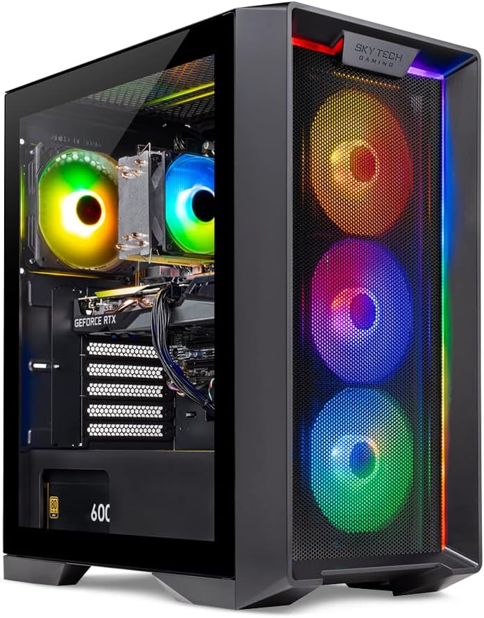 Rosa Tech Nebula Gaming PC Desktop – AMD Ryzen 5 5600X 3.7 GHz, NVIDIA RTX 4060 Ti, 1TB NVME SSD, 16GB DDR4 RAM 3200, 600W Gold PSU, 11AC Wi-Fi