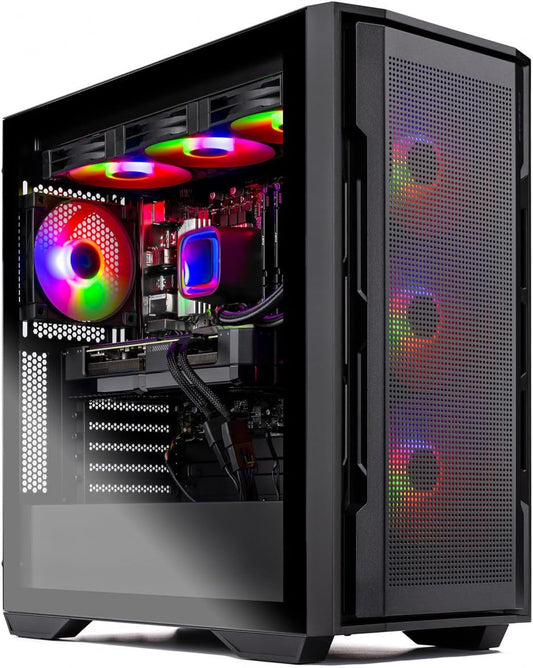 Skytech Rampage Gaming PC Desktop, Ryzen 7 9700X 3.8 GHz (5.5GHz Turbo Boost), AMD RX 9070 XT 16GB GDDR6, 2TB Gen4 NVMe SSD, 32GB DDR5 RAM 6000 RGB, 850W Gold ATX 3.0 PSU, Wi-Fi, Win 11