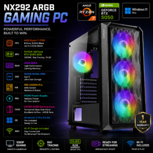 nx292 argb elite v6 amd ryzen 7 rtx 5050 gaming pc